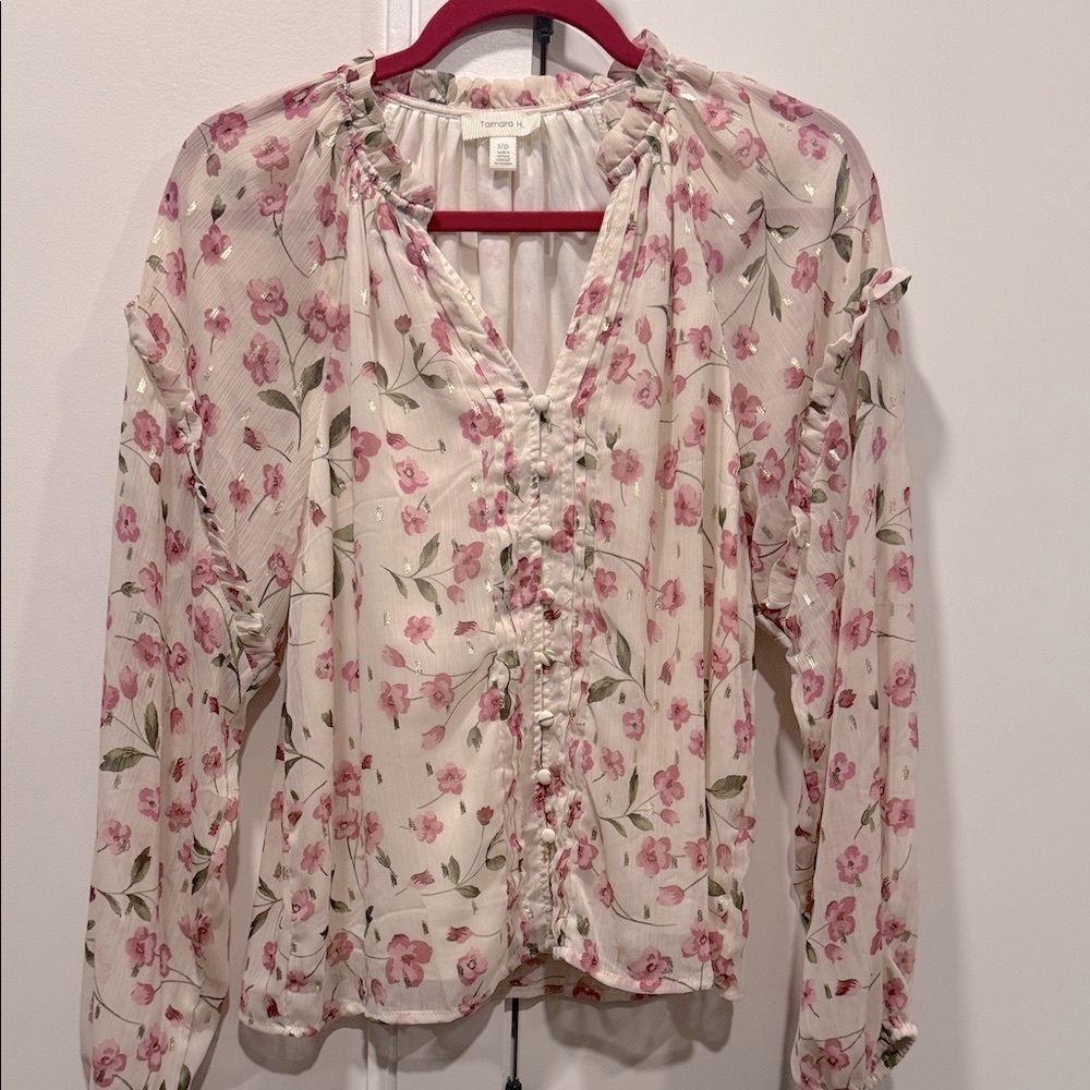 Tamara H. Floral Blouse - Cream and Pink